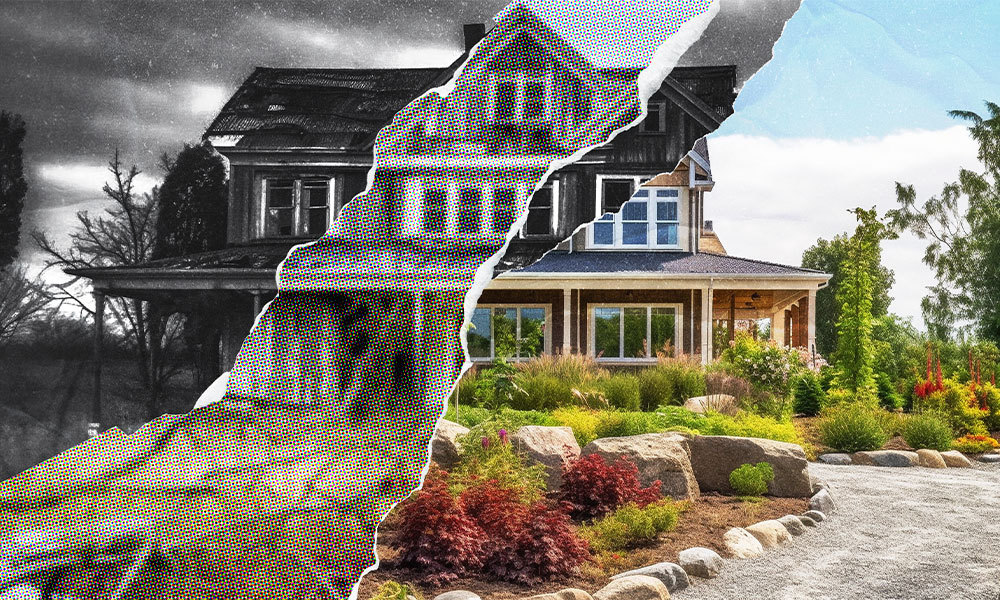 picture of a home at different stages of its life