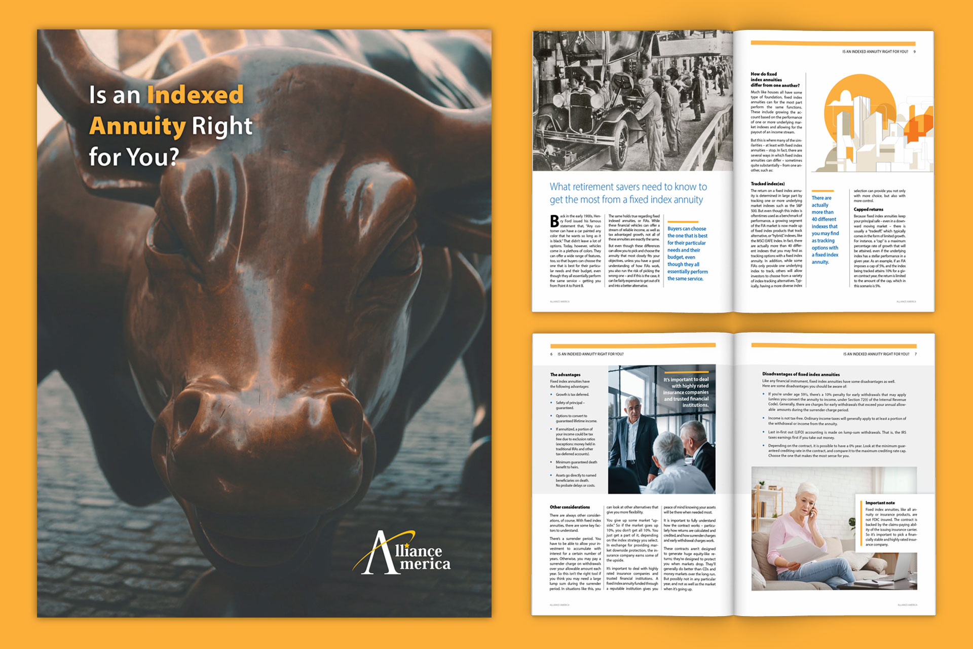 Cover and sneak peak of 2 pages to Fixed Index Annuities