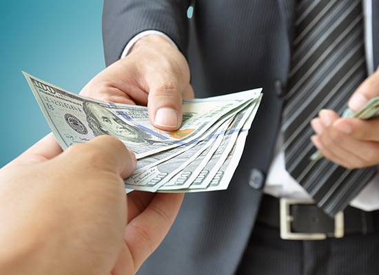 someone receiving money as a gift