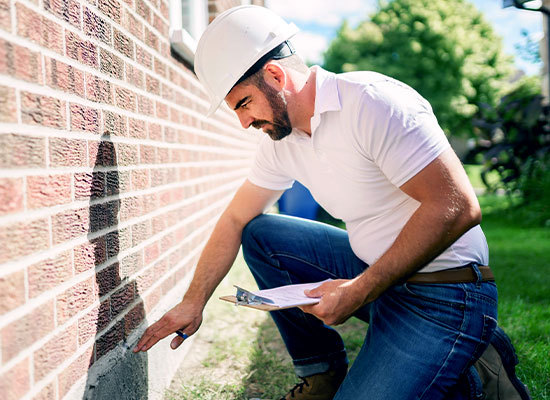 contractor checking foundation of a home