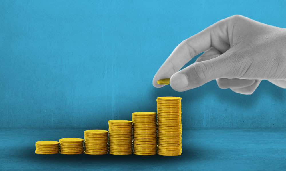 coins stacked in interation