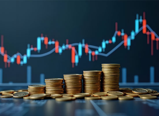 Visual representation of managing retirement savings, planning for retirement income, and navigating market volatility