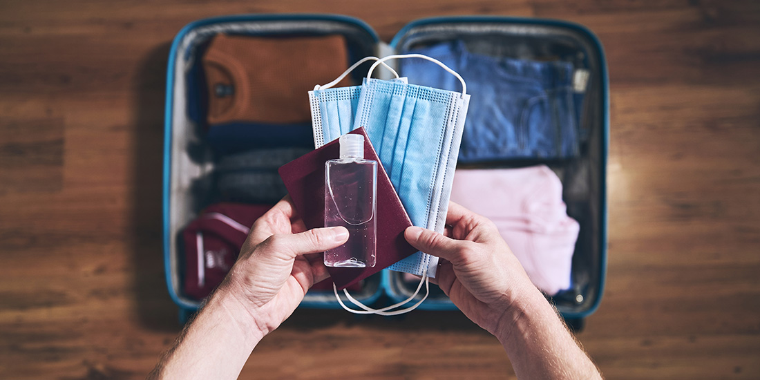 Packing masks and sanitizer for pandemic era travel