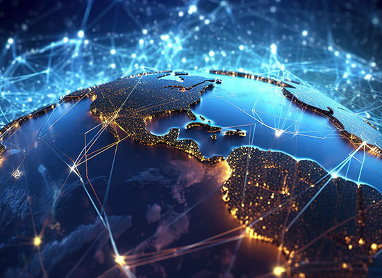 view of the world being connected digitally