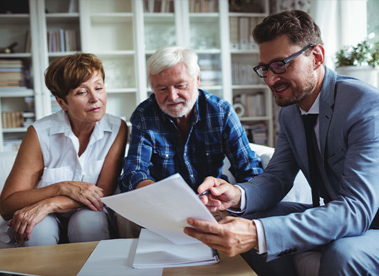 financial professional assisting clients