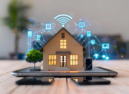 Smart home technology integrated with AI to assist elderly individuals, enhancing senior safety and independence at home.
