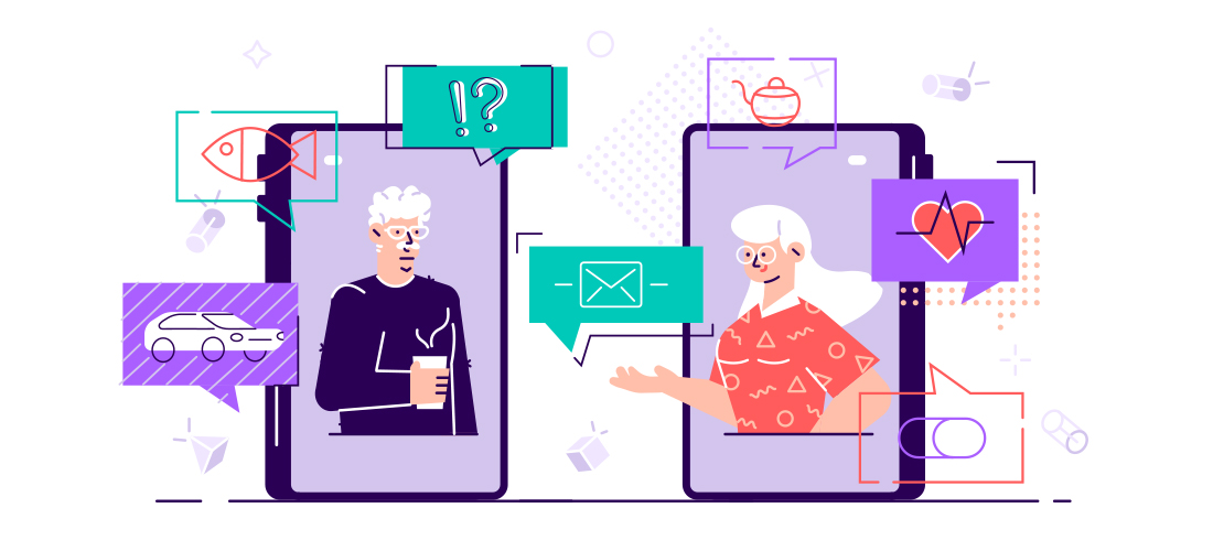 A man and woman having a virtual business meeting