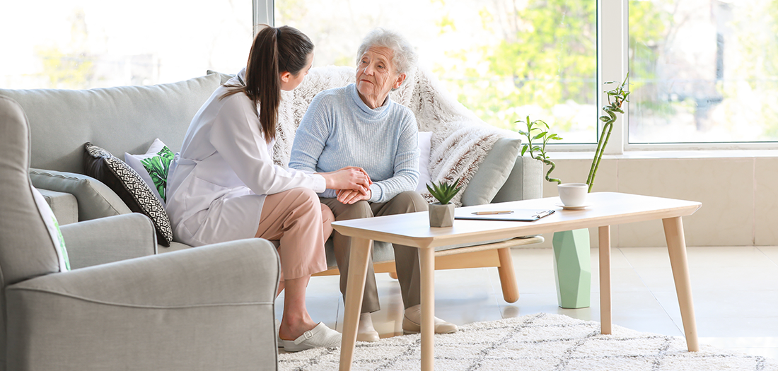 Daughter discussing care options with her mother