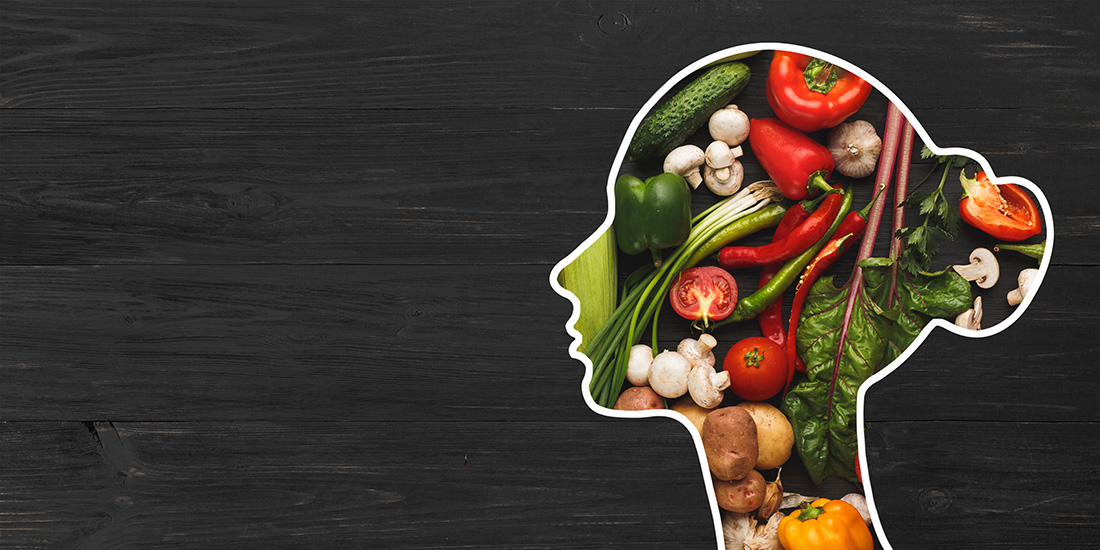 Healthy foods, healthy minds graphic
