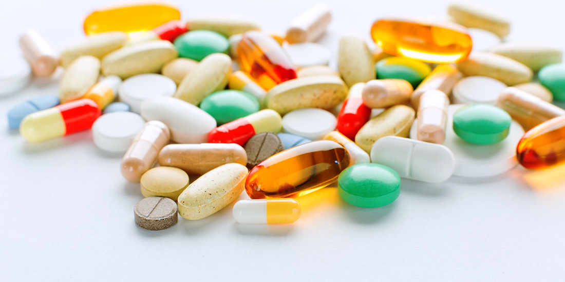 A collection of healthy vitamin and mineral supplements