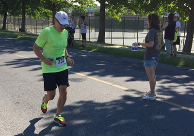 Senior man running a marathon