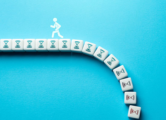 stick figure running on falling dice