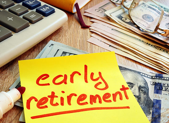 sticky note labeled retirement on top of money