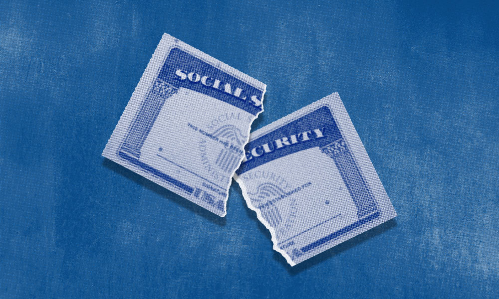 Social Security card ripped in half