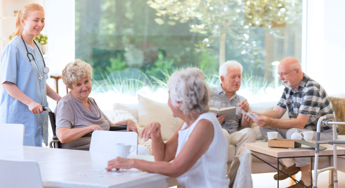 Seniors in an assisted living facility