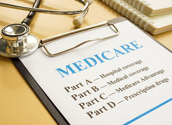 A clipboard with a Medicare document and a stethoscope represents Medicare planning, senior health care rights, and retirement planning.