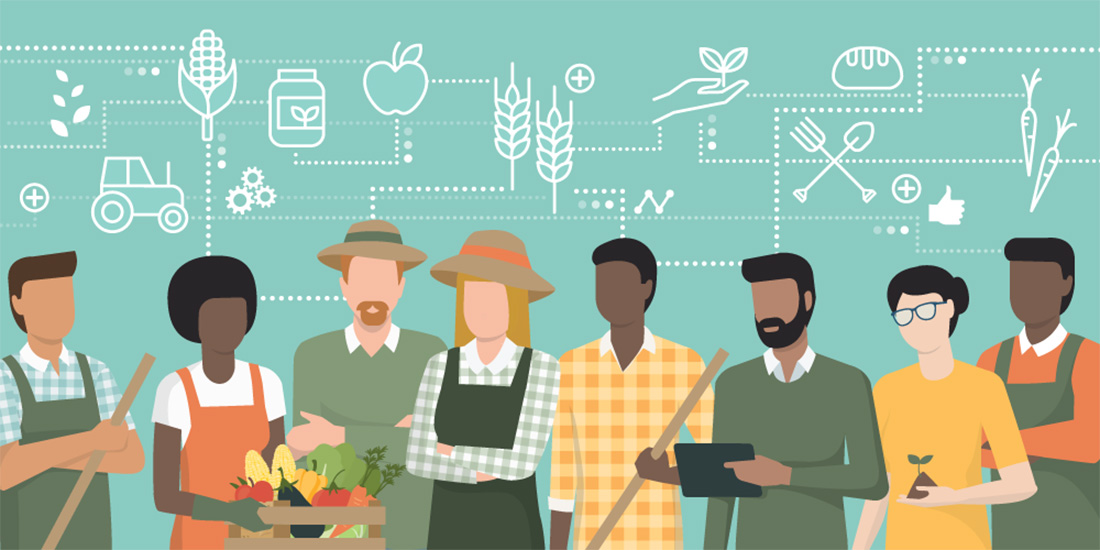Modern farming logistics graphic