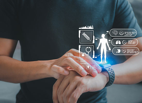 someone using a smart watch to track health