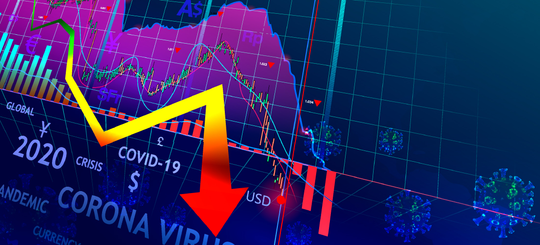 Stock market graph showing decline during pandemic