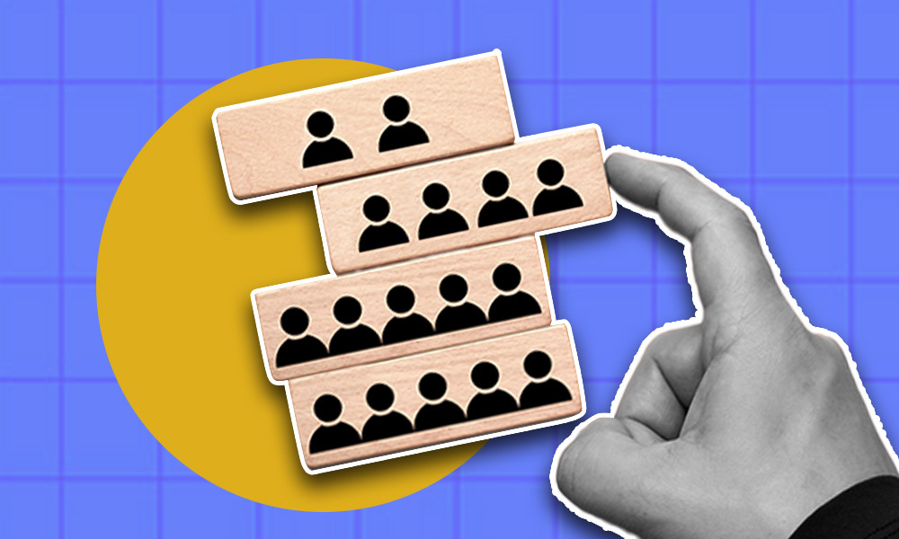 wooden blocks stacke on top of each other with outlines of people on each