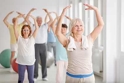Seniors in an aerobics class